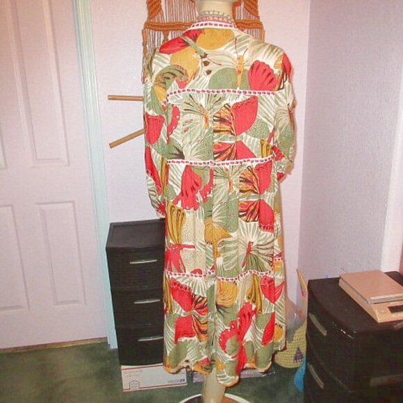 Cato Butterfly Kimono Duster Top Size S Embroidered Gauze Tiered Oversized Boho - Picture 9 of 12